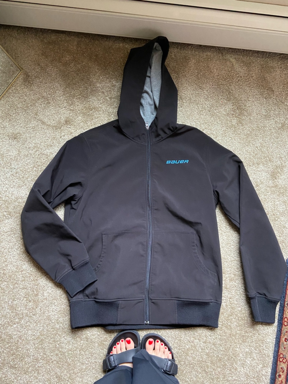 Bauer Black Hoodie with Bright Blue Accents